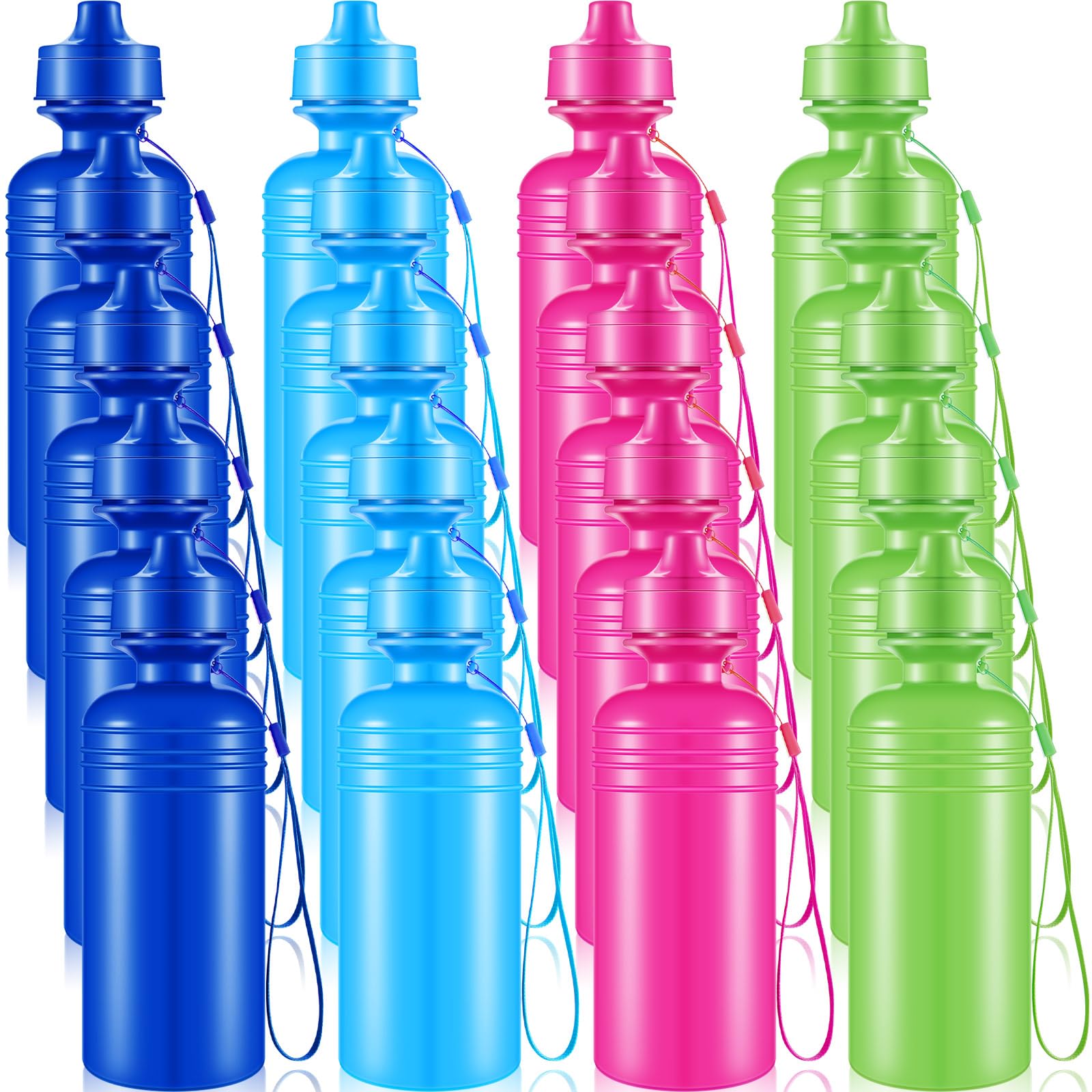 Tessco for you 20 Pack Bulk Water Bottles for Kids 18 oz Plastic Sports Water Bottle Reusable Squeeze