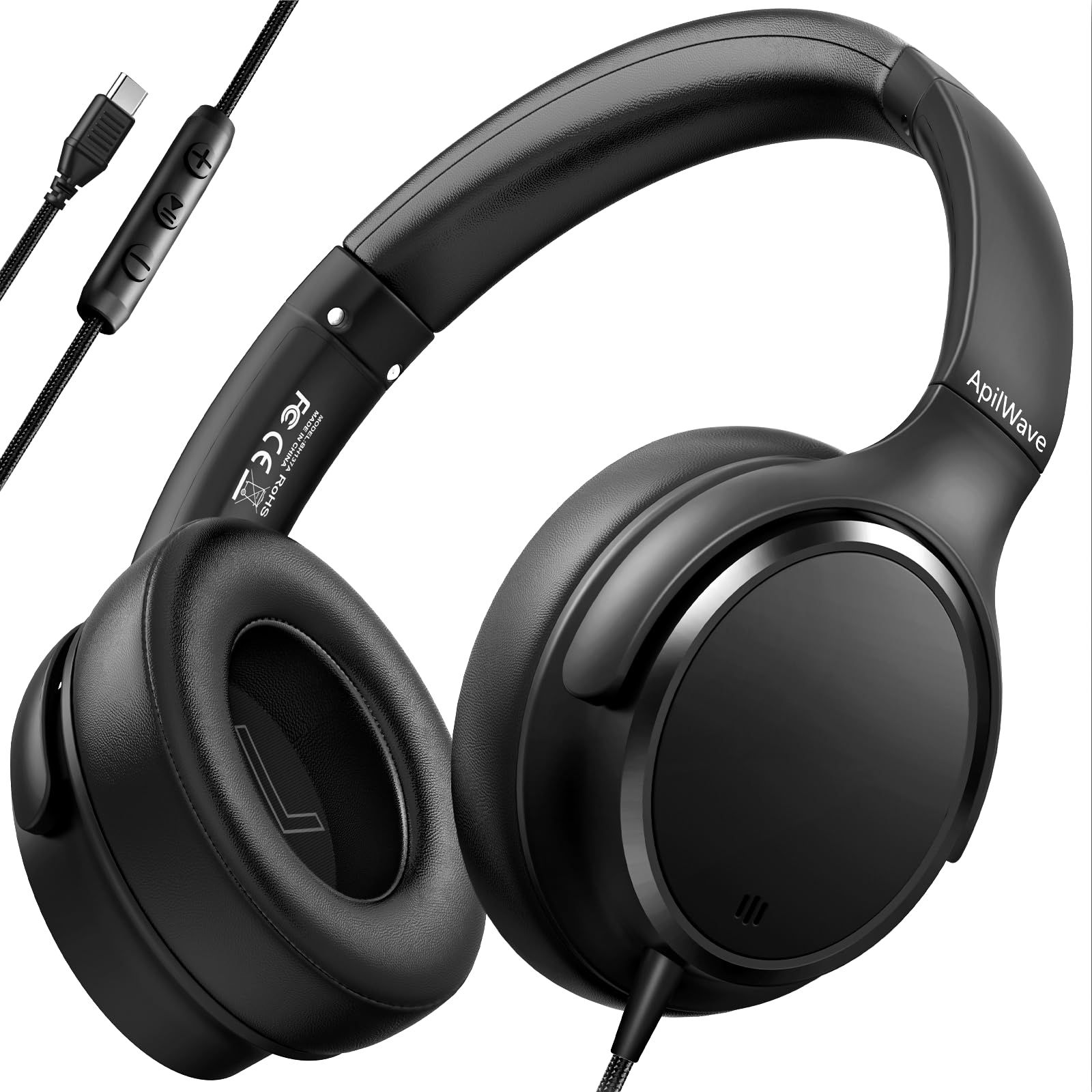 USB C Headphones Wired with Microphone,Type C Over-Ear Headphones with Cord