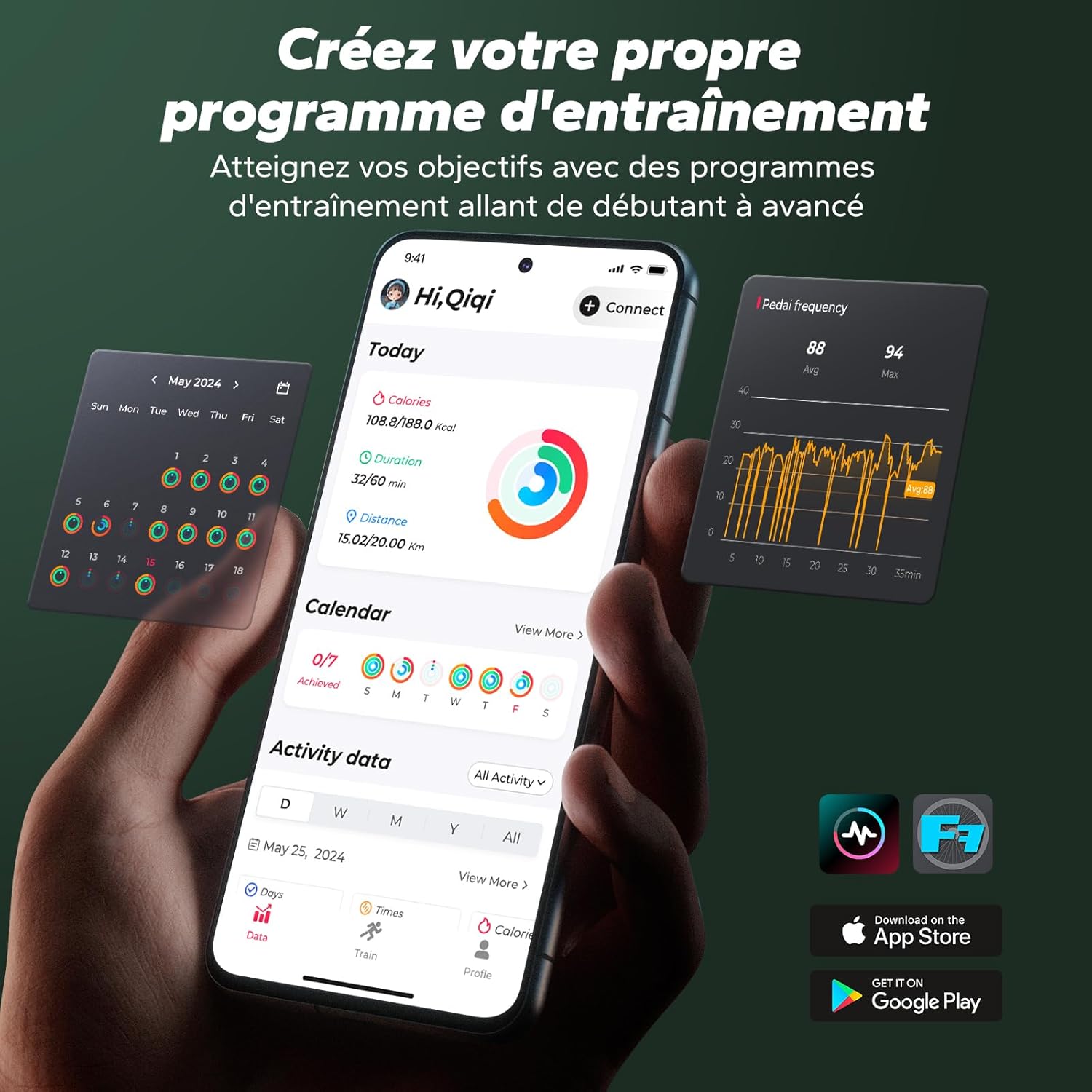 Smartphone screen showing the MERACH fitness app interface