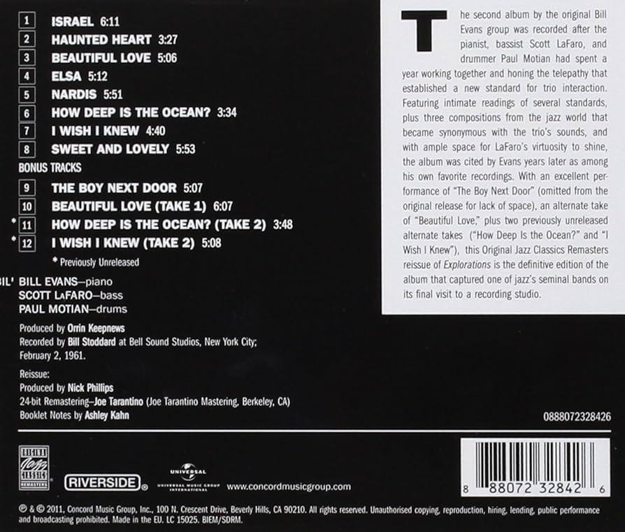 Bill Evans Trio Explorations (モノオリジナル盤) Explorations : Evans, Bill -Trio-: Amazon.fr: CD et Vinyles}