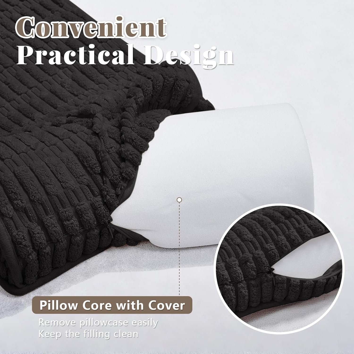 Headrest and Support Pillow,Recliner Pillow for Neck, Head, or Foot for Office or Massage Chairs, Neck Pain Relief and Cervical Support. Nonslip, Removable Cover (Black, 5.5" Wx13 Lx3 H) - Image 3