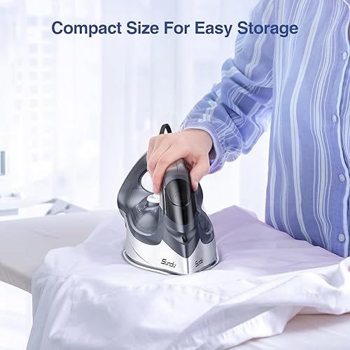 Miniatura 9 de Sundu Plancha de vapor de 1700 W para ropa con suela revestida de cerámica de calentamiento rápido, plancha de vapor con esfera de termostato