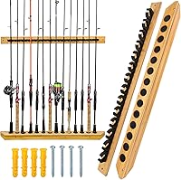 Vista 9 de THKFISH Bastidores de caña de pescar para garaje de madera, caña de pescar, tienda de 7 combos de caña de pescar, 1 par