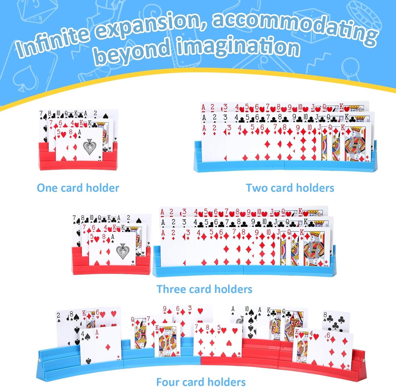 4 Porta Supporto di Carte da Gioco a Mani Libere, 3 Strato con Magnetico Porta Carte da Gioco per poker/UNO, Canasta, per Anziani Ddulti e Bambini
