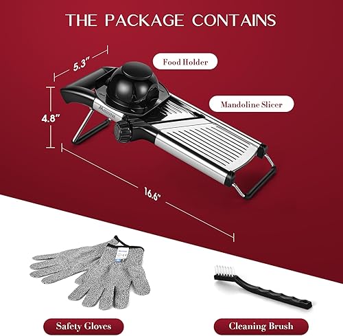 Miniatura 7 de MIDONE Rebanadora de mandolina  Cortadora de mandolina ajustable para cocina, de acero inoxidable, mandolina de alimentos, mandolina, cortador de