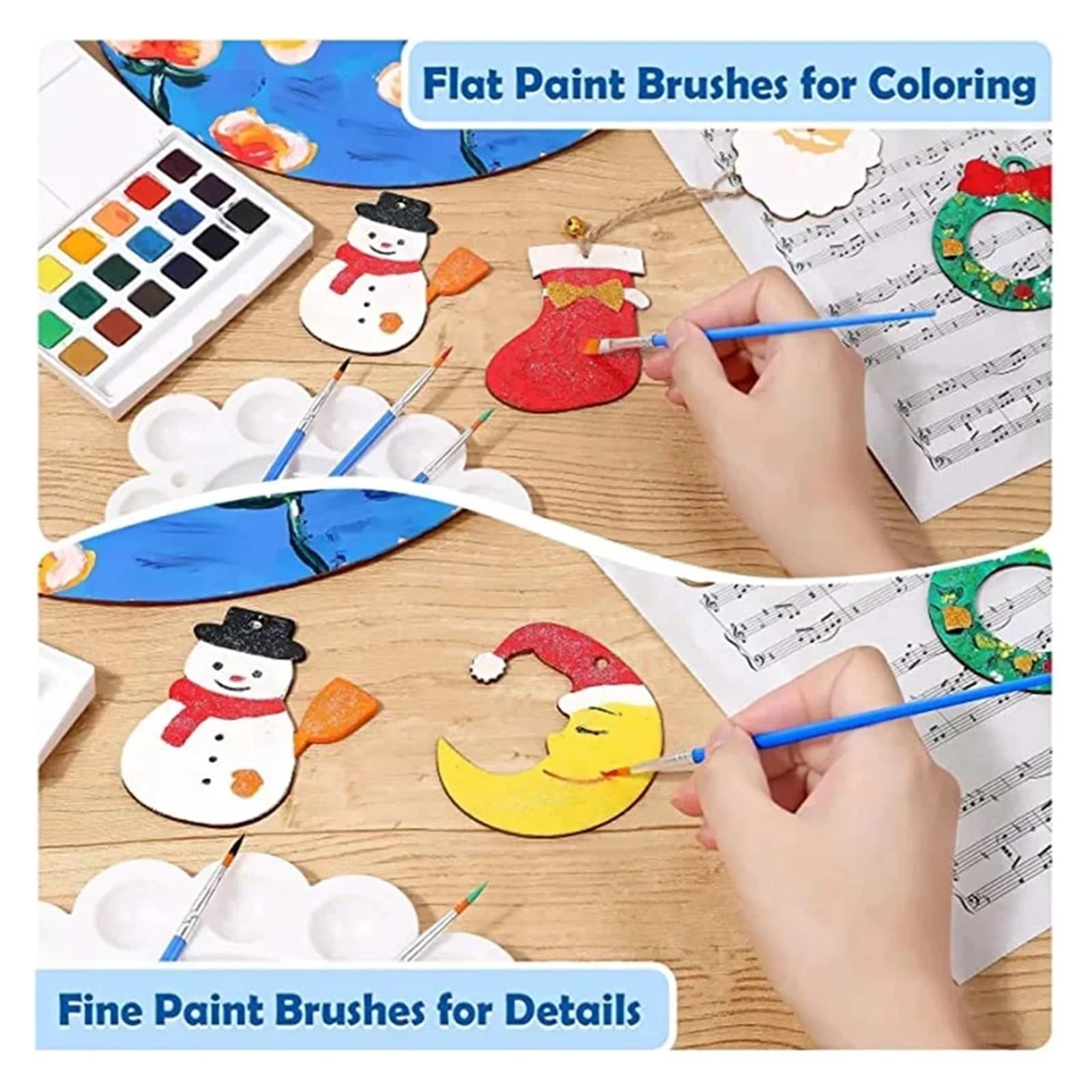 Pinselset 100-teiliges Pinsel-Set for Kinder mit flachen, runden, Spitzen Pinseln for Basteln, Aquarell, Ölgemälde(Flat 100pcs)