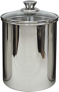 nu steel Canister Collection 3qt S/Steel Food Storage Container With Tempered Glass Lids For Kitchen Counter, Coffee, Tea, Nuts Etc, Small, Shiny Mirror Finish
