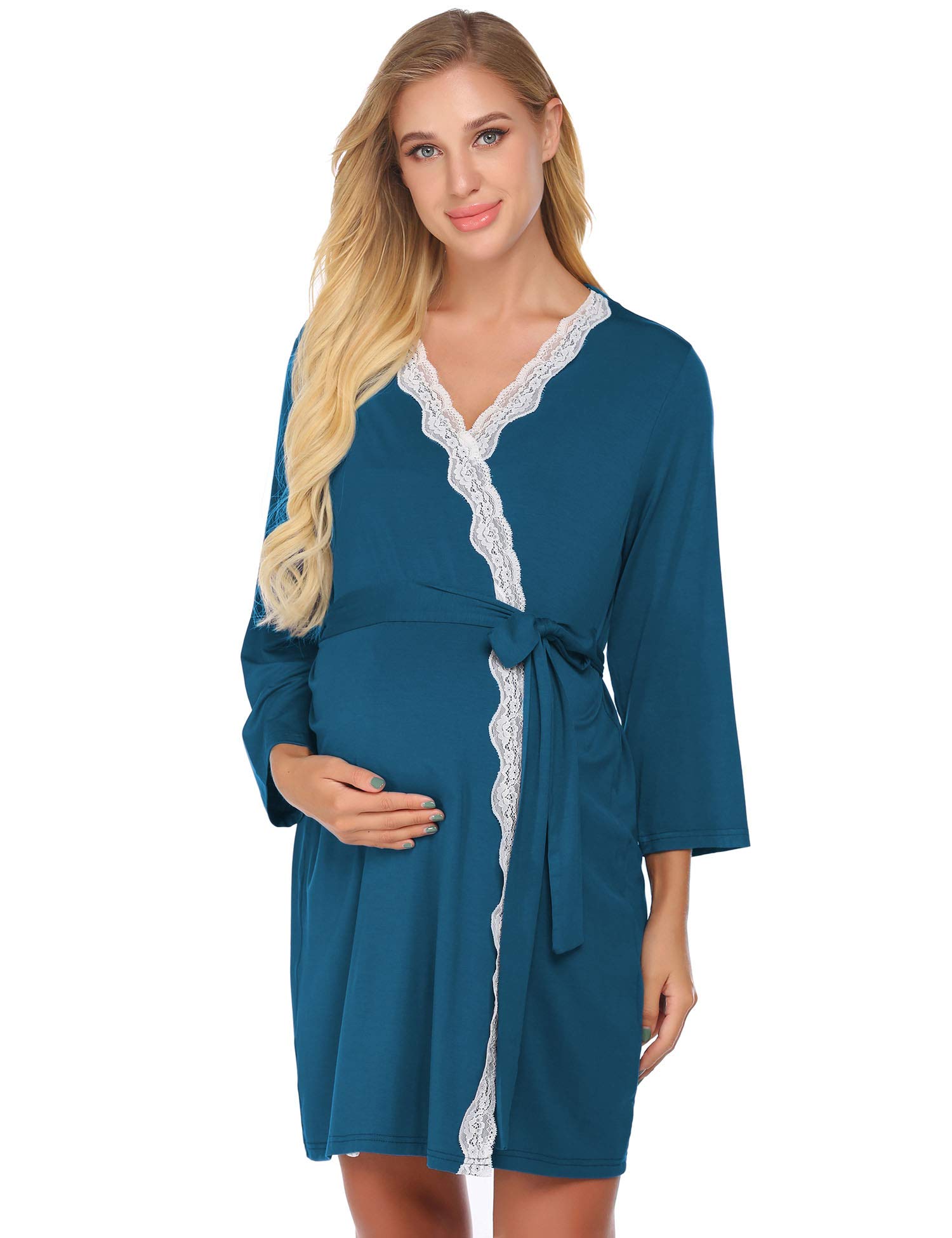 Maternity Nursing Robe Labor Delivery Nightgown Pregnancy Breastfeeding  Gown Hospital Bathrobes Dress S-XXL