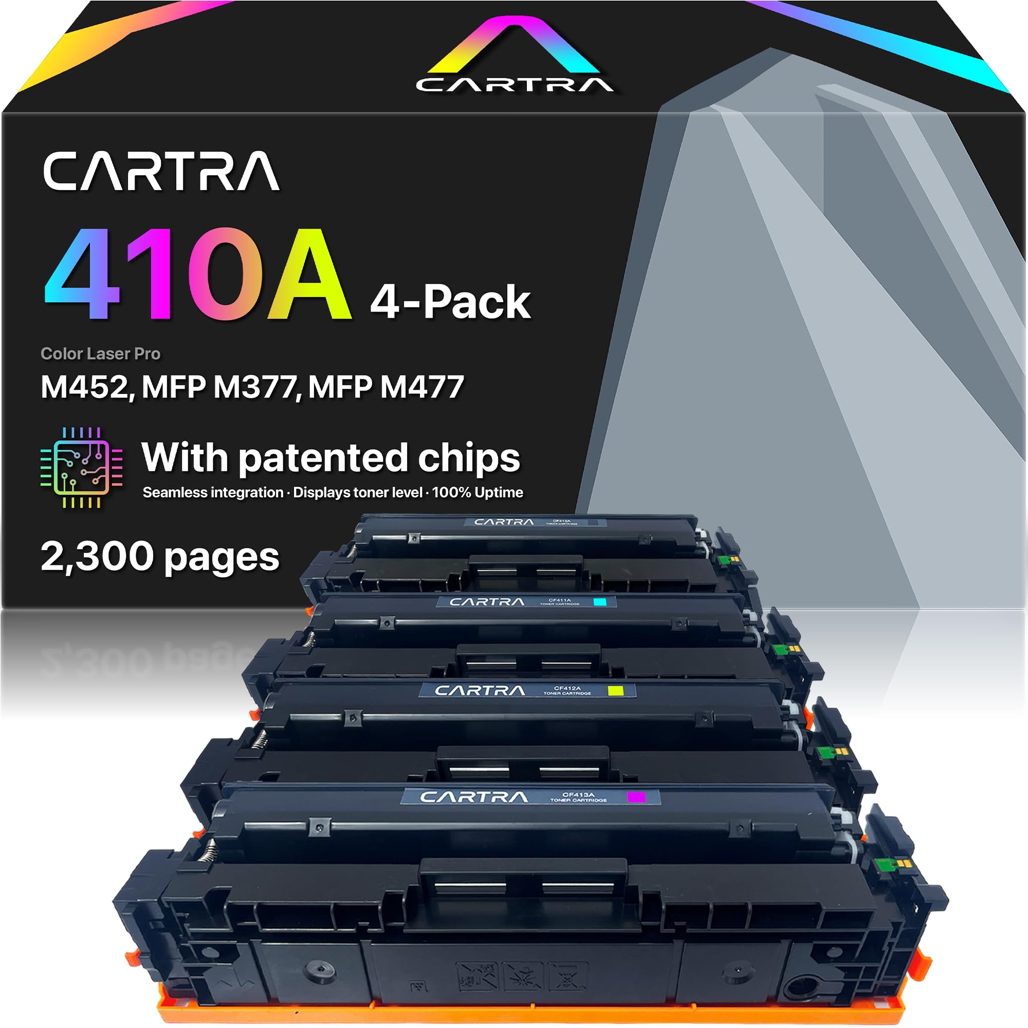 CARTRA 410A M452dw 4 Pack Toner Cartridges for HP Color Laser Pro MFP M377dw, M377, M452dn, M452nw, M452, MFP M477fdn, M477fdw, M477fnw M477 Series