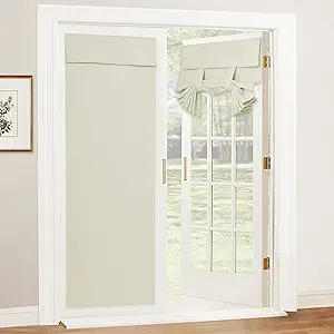 RYB Home French Door Curtain - Privacy Protect Thermal Insulated Doorway Curtain for Kitchen Living Room Dining, 69 Inches 30 Wide Drape, Light Beige, 1 Panel