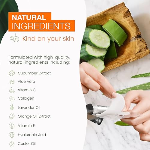 Miniatura 6 de Natural Chemist Parches de pepino y aloe para debajo de los ojos, disminuye las ojeras y la hinchazón, antienvejecimiento, refrescantes y calmantes