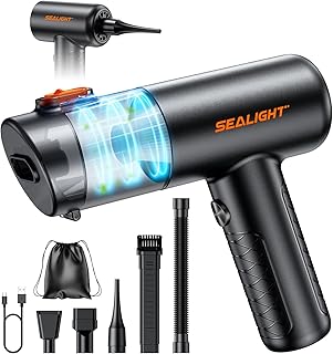 SEALIGHT Aspirateur à Main, 32000Pa Aspirateur Voiture Puissant, Automatique 1 Touche Aspirateur, 400000 RPM Moteur sans Balai avec pour la Voiture, Maison, Poils d'animaux