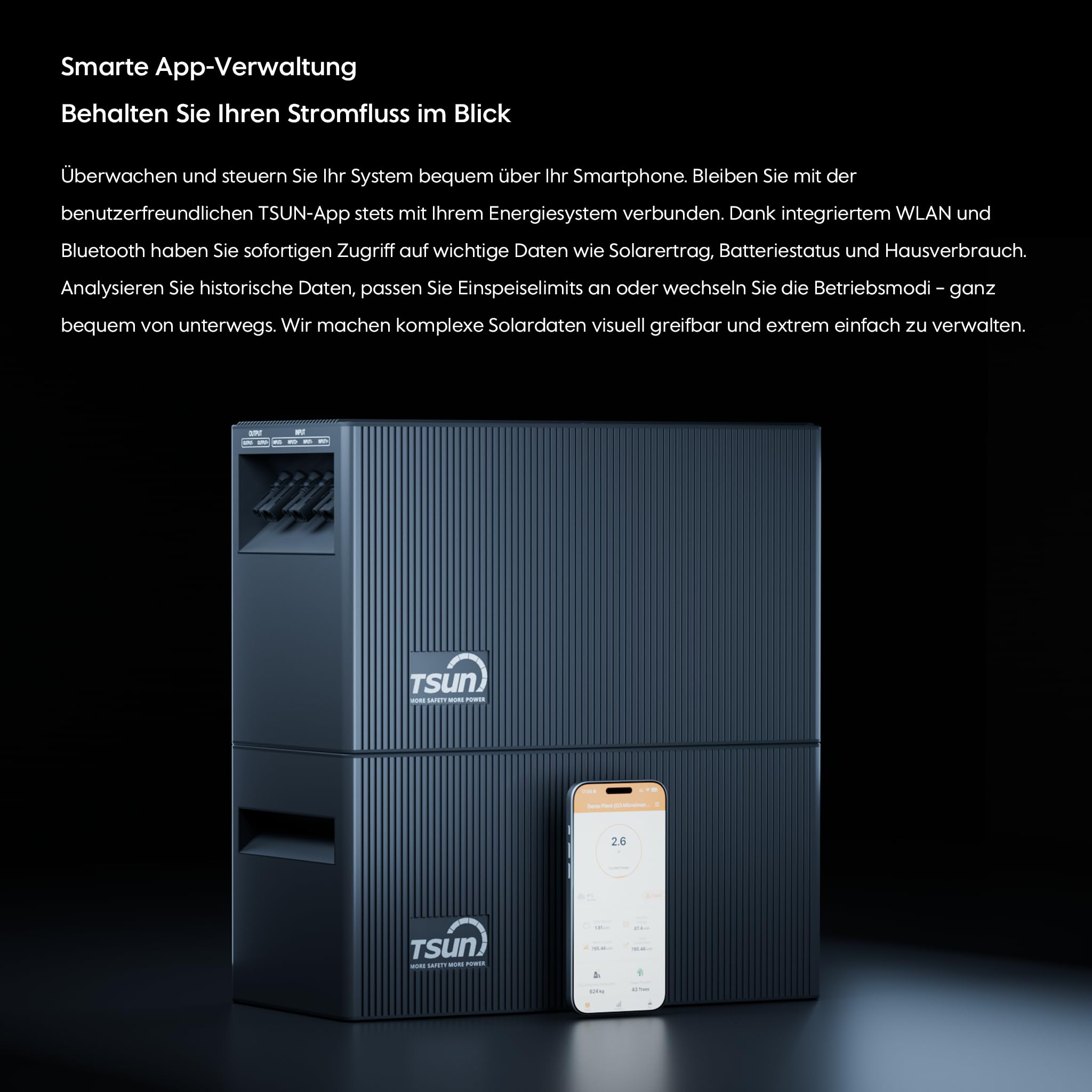 TSUN DCU2000Lite 2 kWh, Balkonkraftwerk Speicher mit 2400W PV-Eingang, 314Ah Industrie-Zellen, 10.000 Ladezyklen, 2 MPPT für bis zu 4 Solarpanels, bis zu 10 kWh Kapazität, IP65, Plug & Play (0 MwSt.)