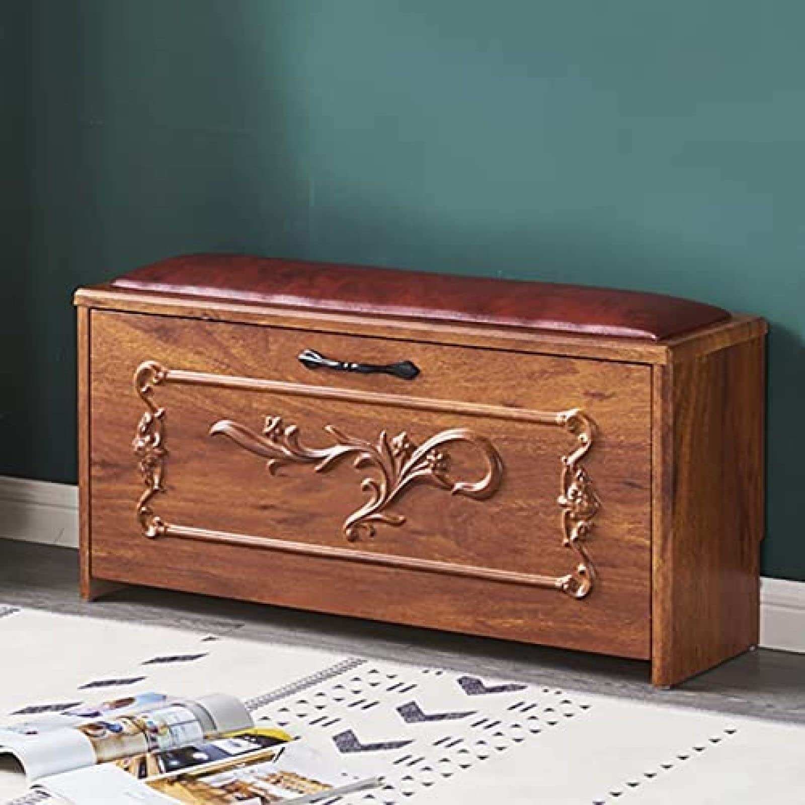 Table de rangement et banc à chaussures en bois massif haut de gamme
