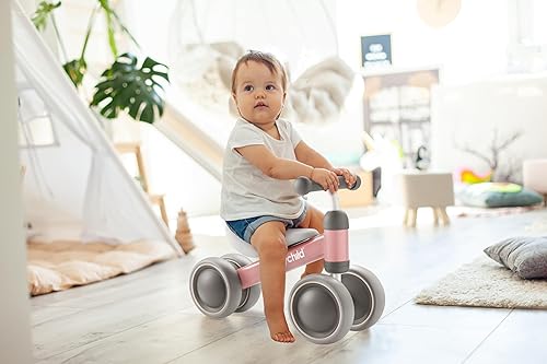 Miniatura 7 de Bicicleta de equilibrio para niñas de 1 año, regalos de primera bicicleta preescolar y regalos de primer cumpleaños, entrena a tu bebé de pie a