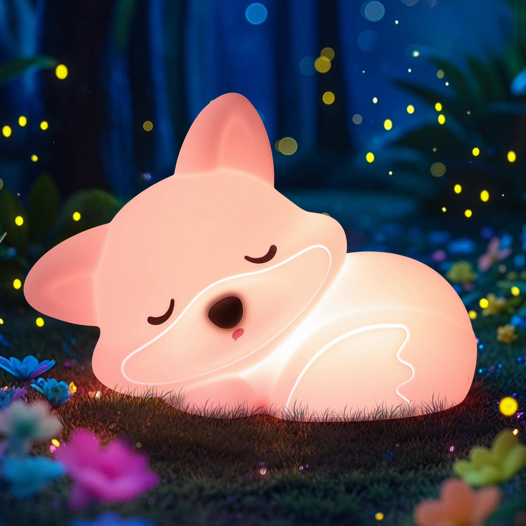 CoolGift Mart Fox Night Light, Cute Fox Silicone Night Light Gifts for Girls 8-12, Kids Baby Women Children's Room