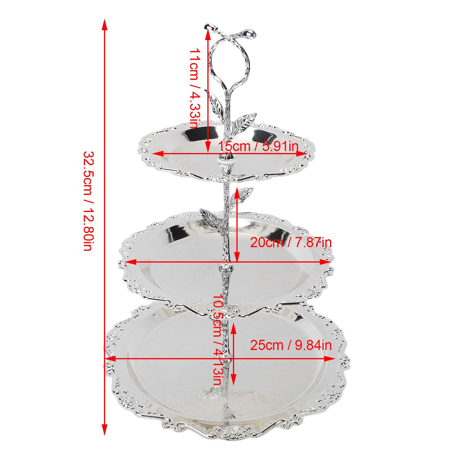 ZJchao Soporte para Tartas Europeo, Elegante Bandeja para Servir Platos de Postre de Metal de 3 Niveles para Banquetes de Bodas, con Construcción de Hierro Resistente