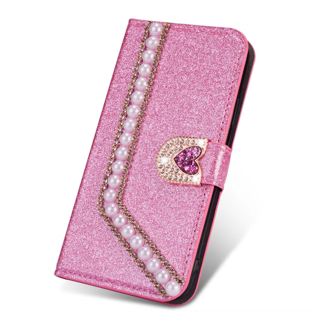 Decase For Apple IPhone 14 Plus Phone Cover, Glitter Bling Diamond Butterfly Magnetic Shockproof Case Folio Flip Embossing PU Leather Wallet Kickstand Case, Purple