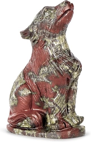 Artistone Estatua y figura de lobo de cristal de dragón de 2.0 pulgadas, tallada a mano, piedra de lobo curativa, esculturas de animales para