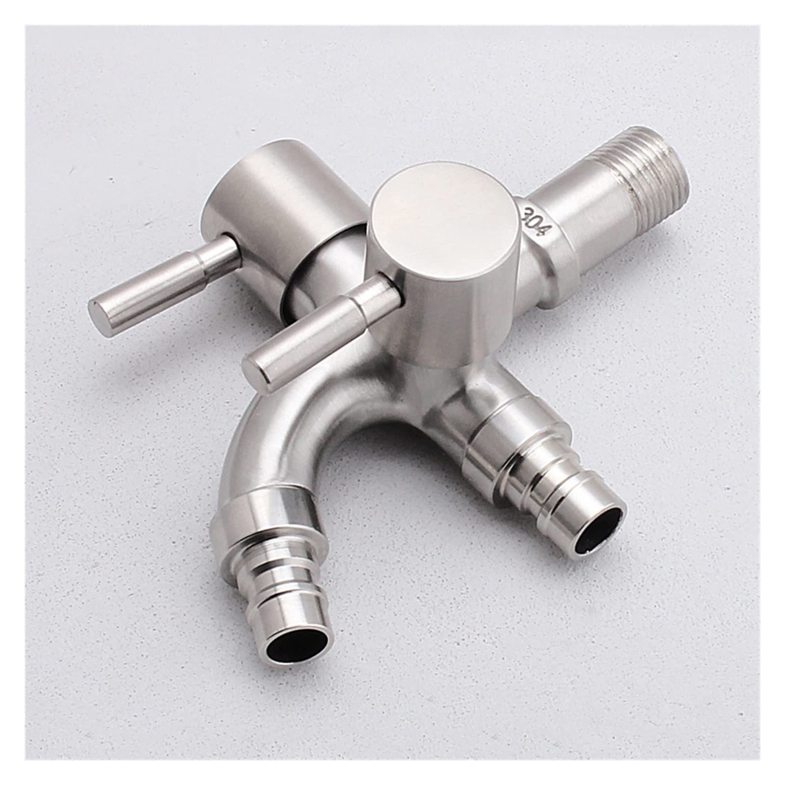 Grifo de acero inoxidable para lavadora, grifo multifuncional de 1 entrada y 2 salidas, grifo doble para jardín, baño, cocina, fregona (A2)