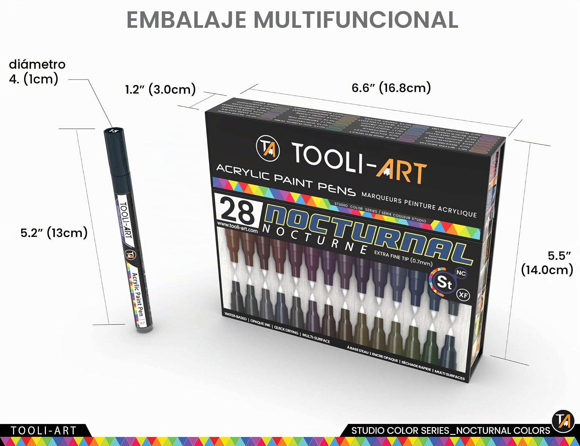 Studio Color Series - Rotuladores de pintura acrílica de punta extra fina de 0,7 mm para pintura sobre roca, vidrio, tazas, madera, metal, lienzo, bricolaje, detalles, no tóxico, a base de agua