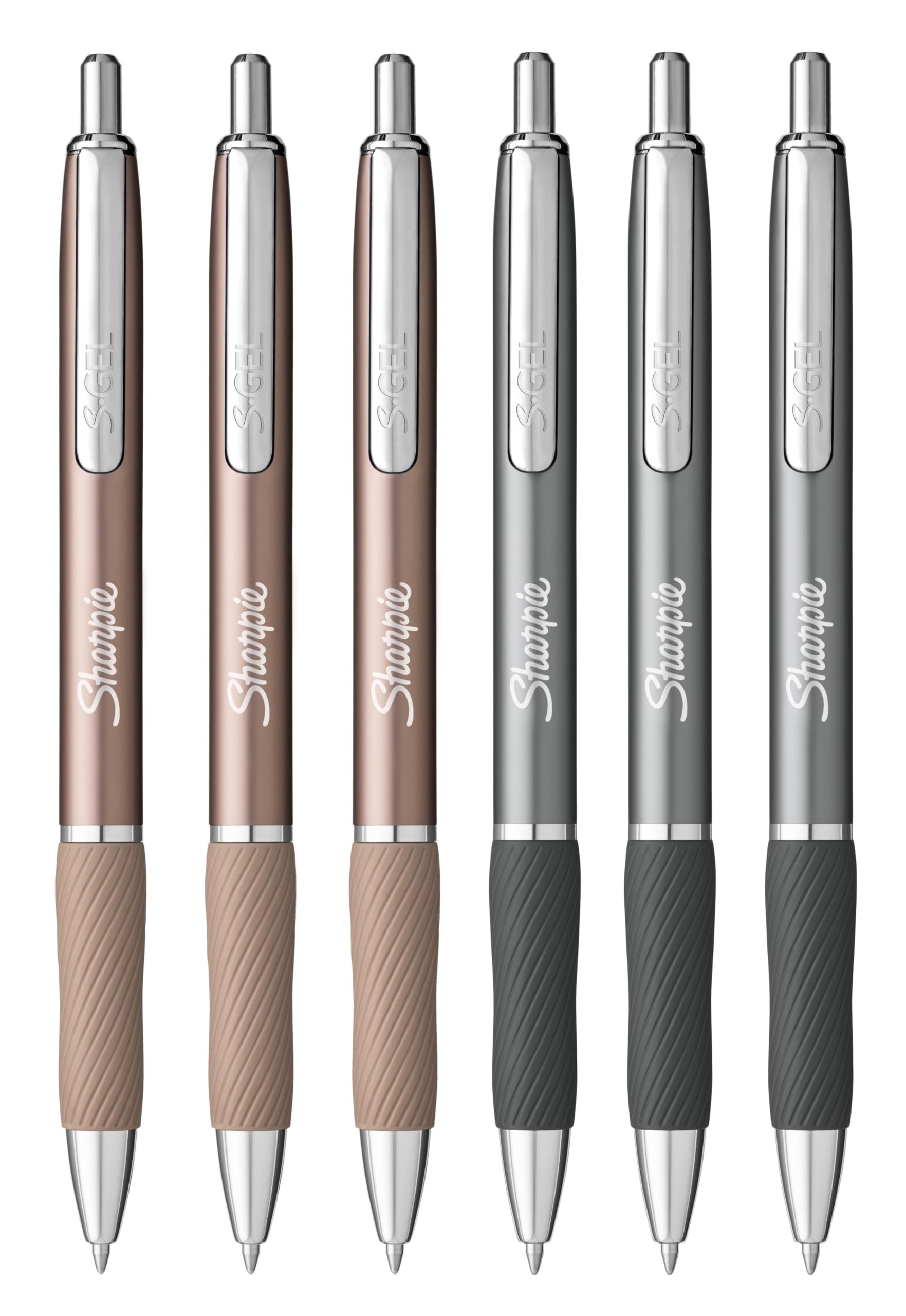 Sharpie S-Gel Pens, Steel Grey/Rose Gold, 1 count (Pack of 6)