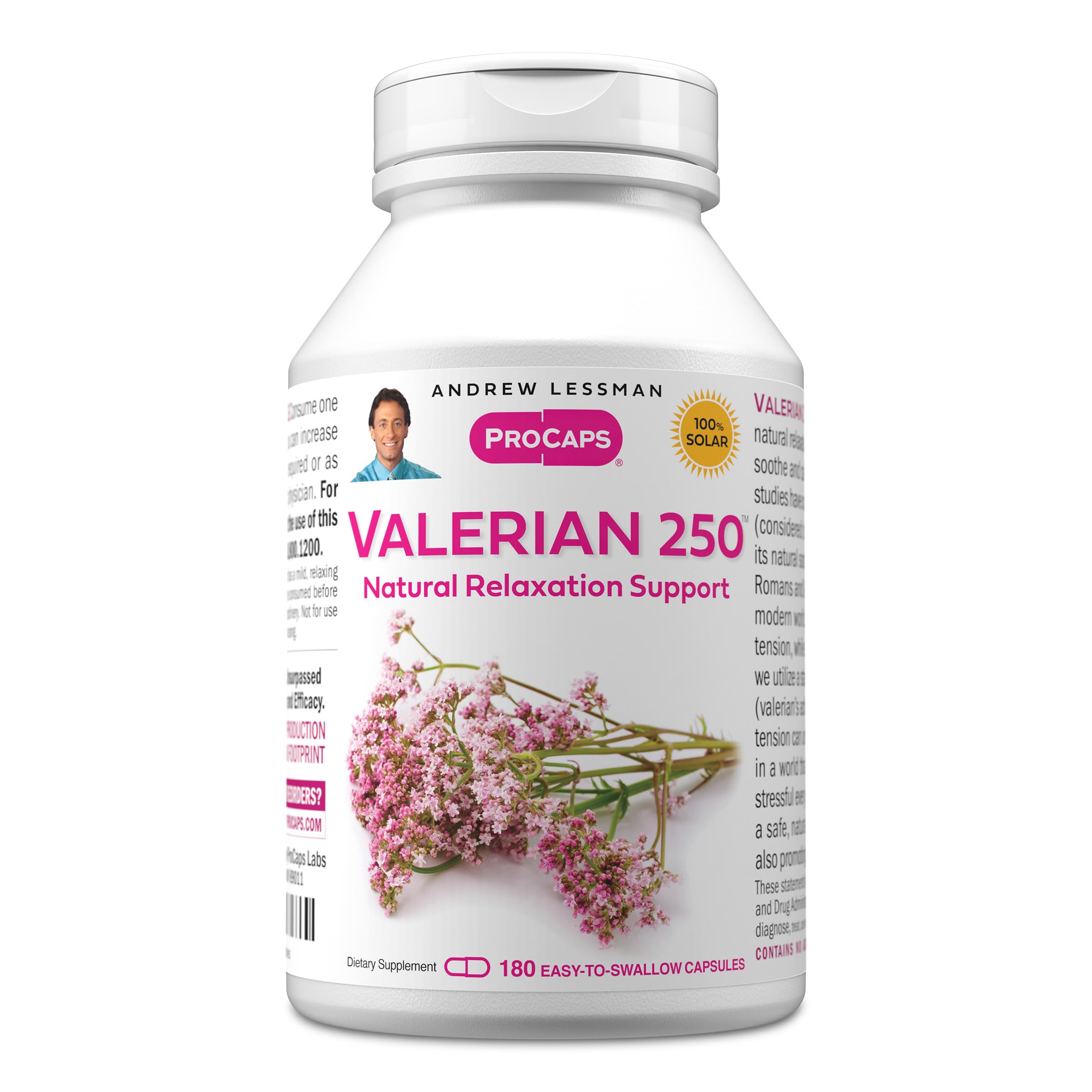ANDREW LESSMAN ProCaps Valerian 250 mg, 180 Capsules 180 Count (Pack of 1)
