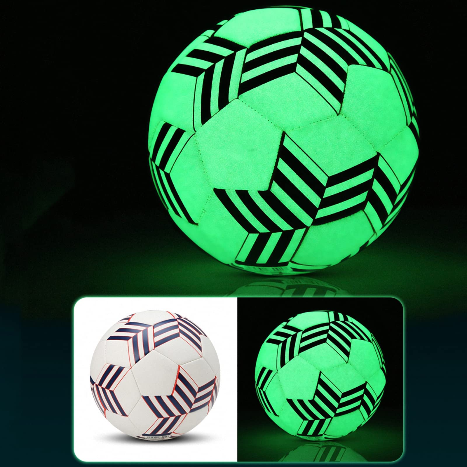 Kinder leuchtender fußball mit pumpe,größe 4/5 Dunkeln Bright fußbälle,verschleißfester Training Freizeit Football für schüler,Outdoor Indoor Glow in The Dark matchbälle,White,Number 4