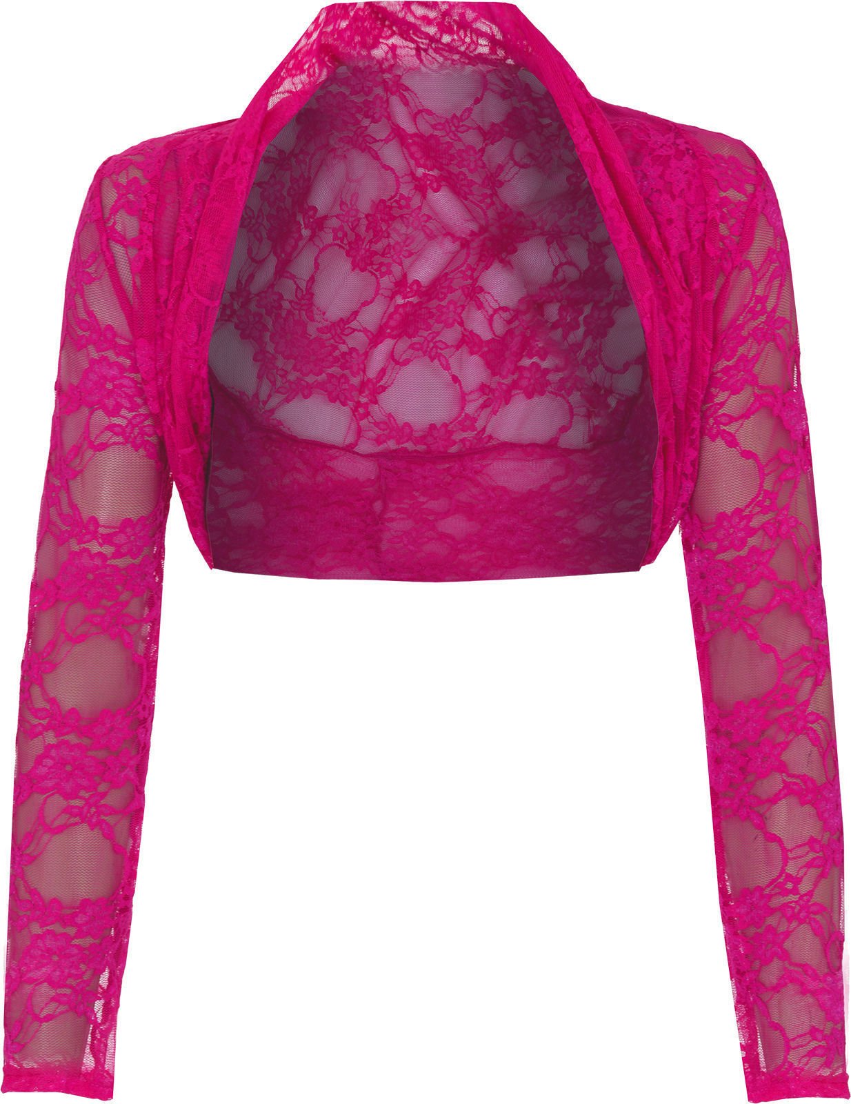 FASHION BOUTIQUE Ladies Womens Cropped Bolero Lace Shrug Plus Size UK 8-24 Cerise