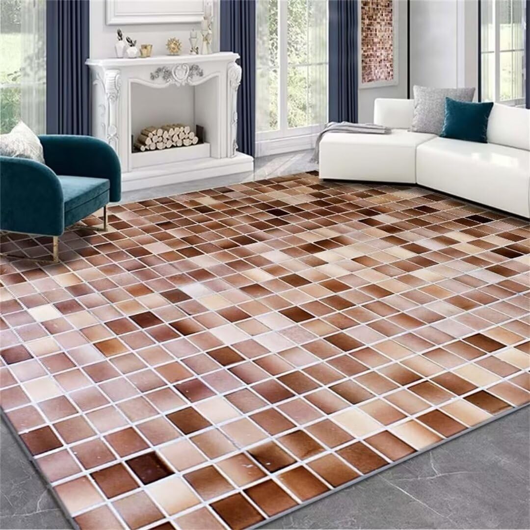 Tapis de salon lavable marron 120x180 contre les taches de l entrée