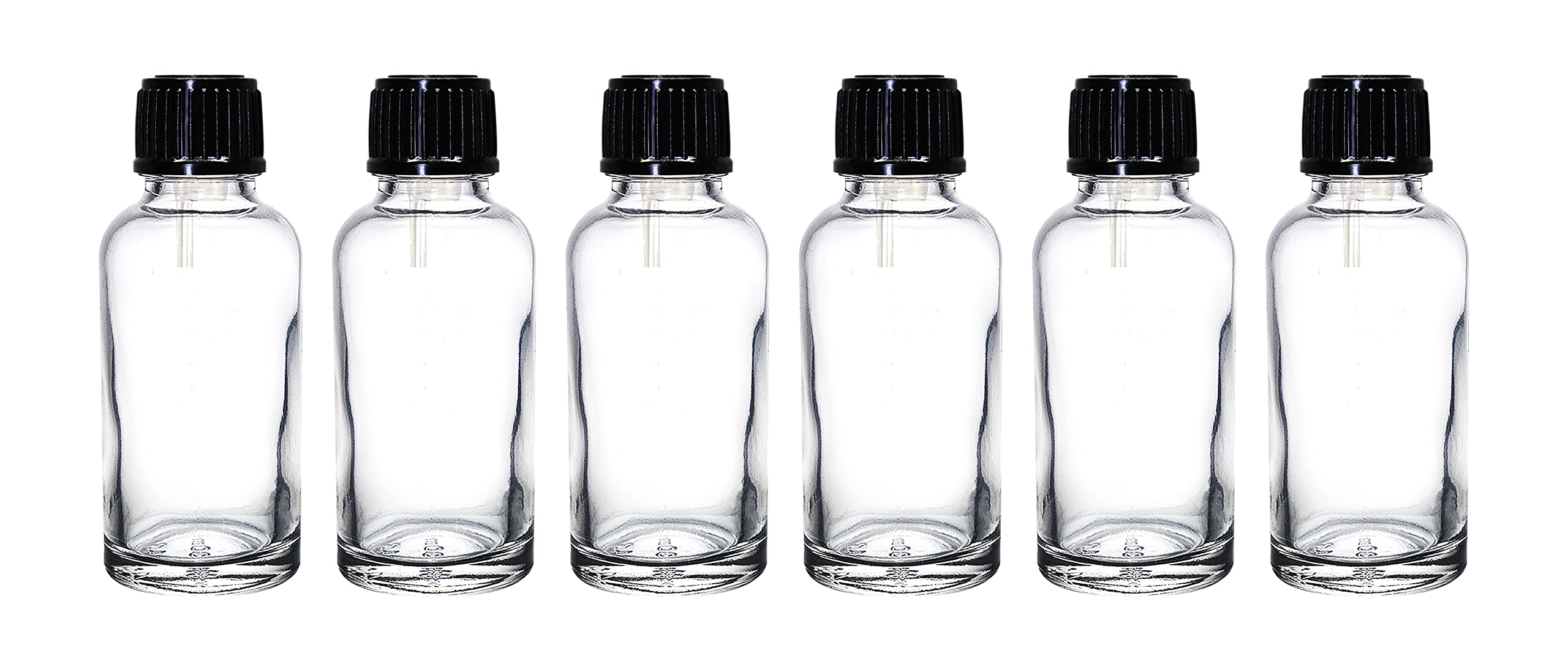 nsb herbals 30 ml Clear/Transparent Round Empty Glass Bottle/Euro Dropper/Black Cap, Refillable, For Essential Oils, Diy Perfumes (Pack Of 3)