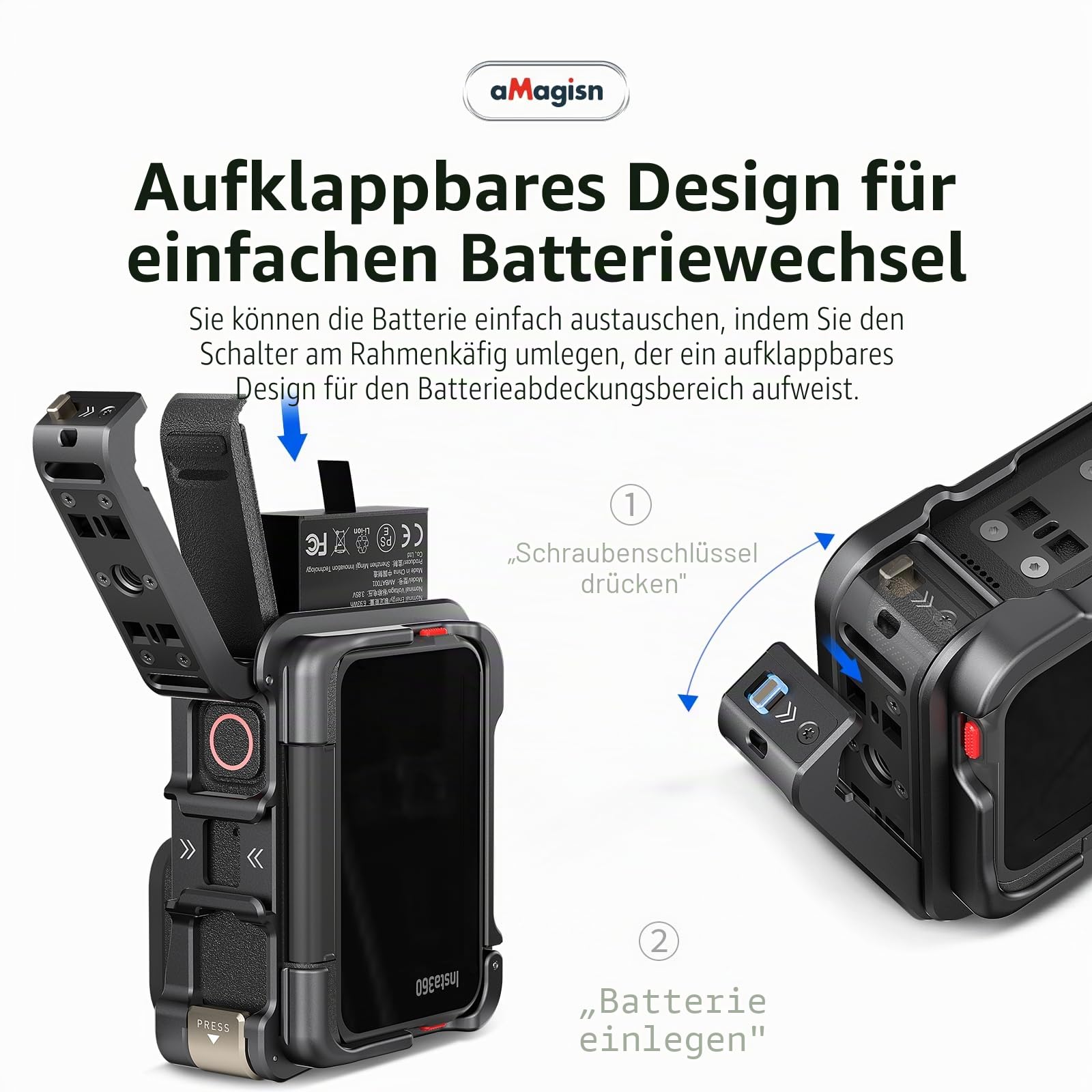 360 Ace Series Aluminiumrahmen Käfig Mit Linse, Silikonhülle für Insta360 Ace Pro 2/Pro, Metall-Schutzhülle, Langlebiges Gehäuse