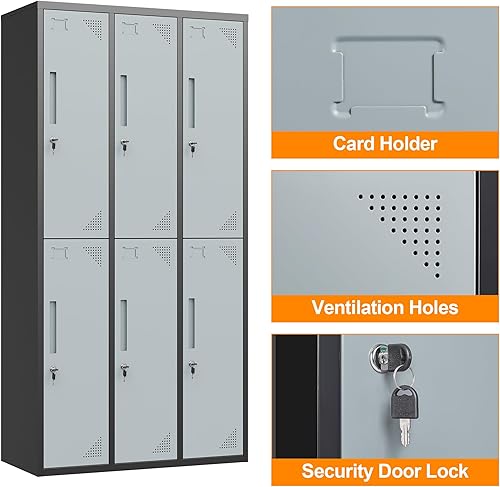 Vista 139 de Armario de metal para escuela, hogar, oficina, gimnasio, armarios de almacenamiento de acero para empleados y estudiantes, armario de almacenamiento