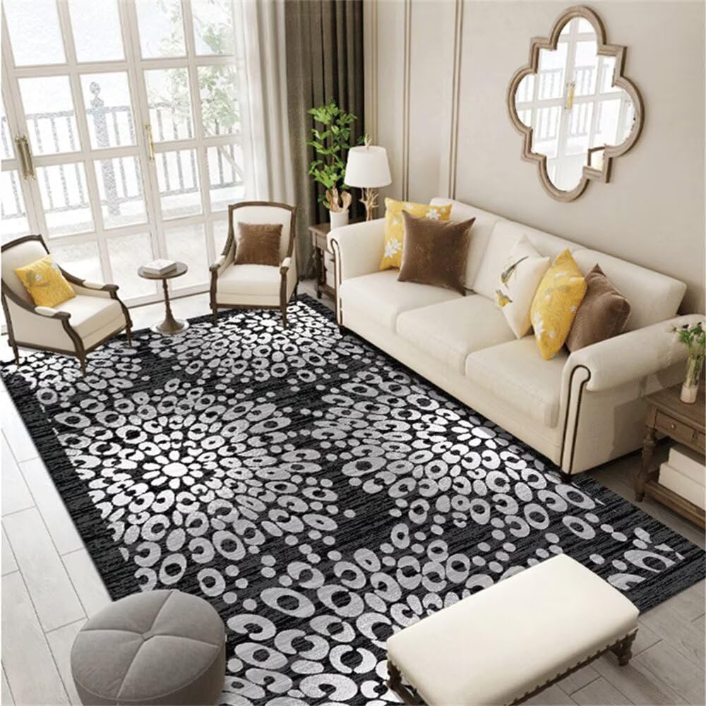 Tapis de décoration maison XXL 120x200 cm au design gris et noir élégant