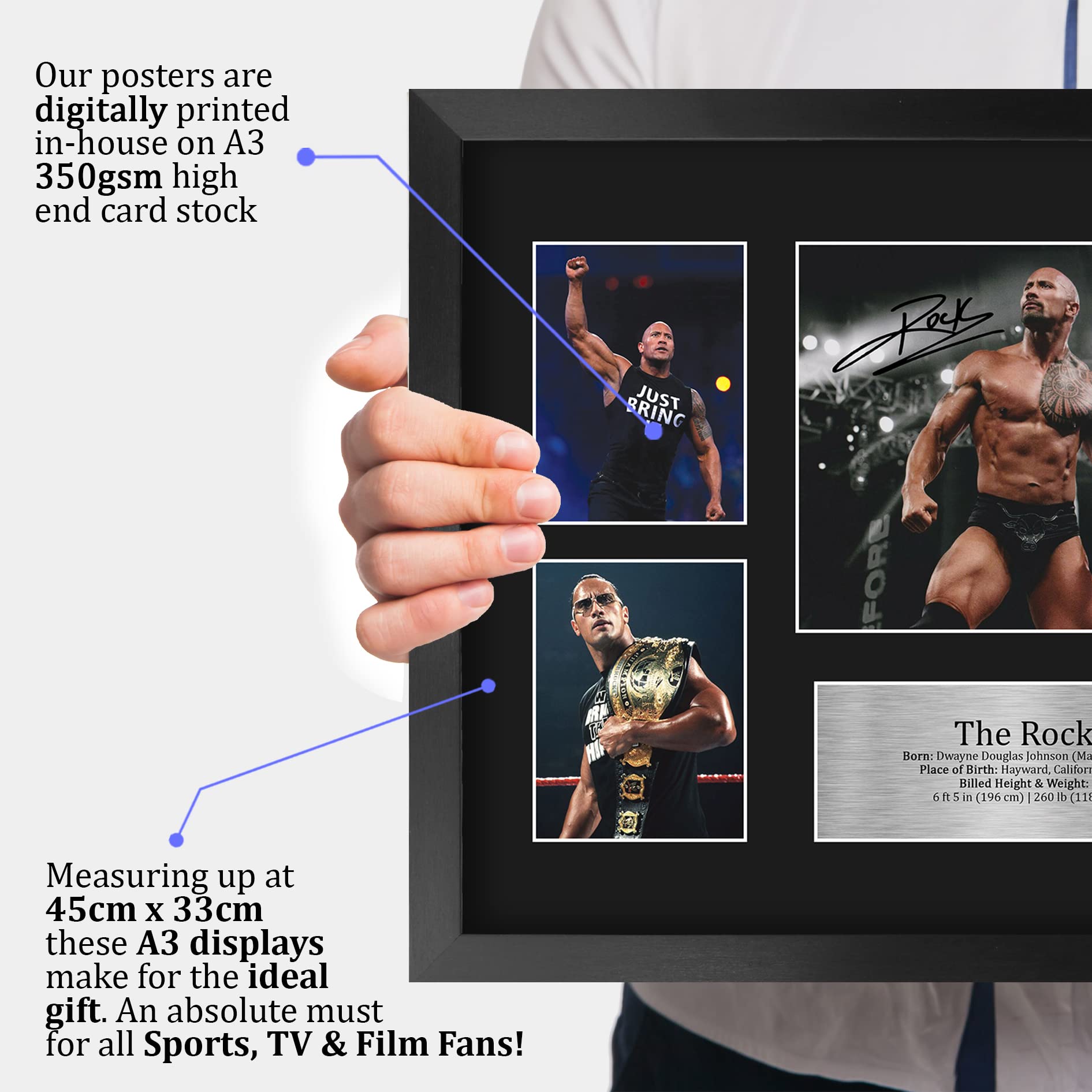 Amazon.com: HWC Trading The Rock Wrestling 16 x 12 inch (A3