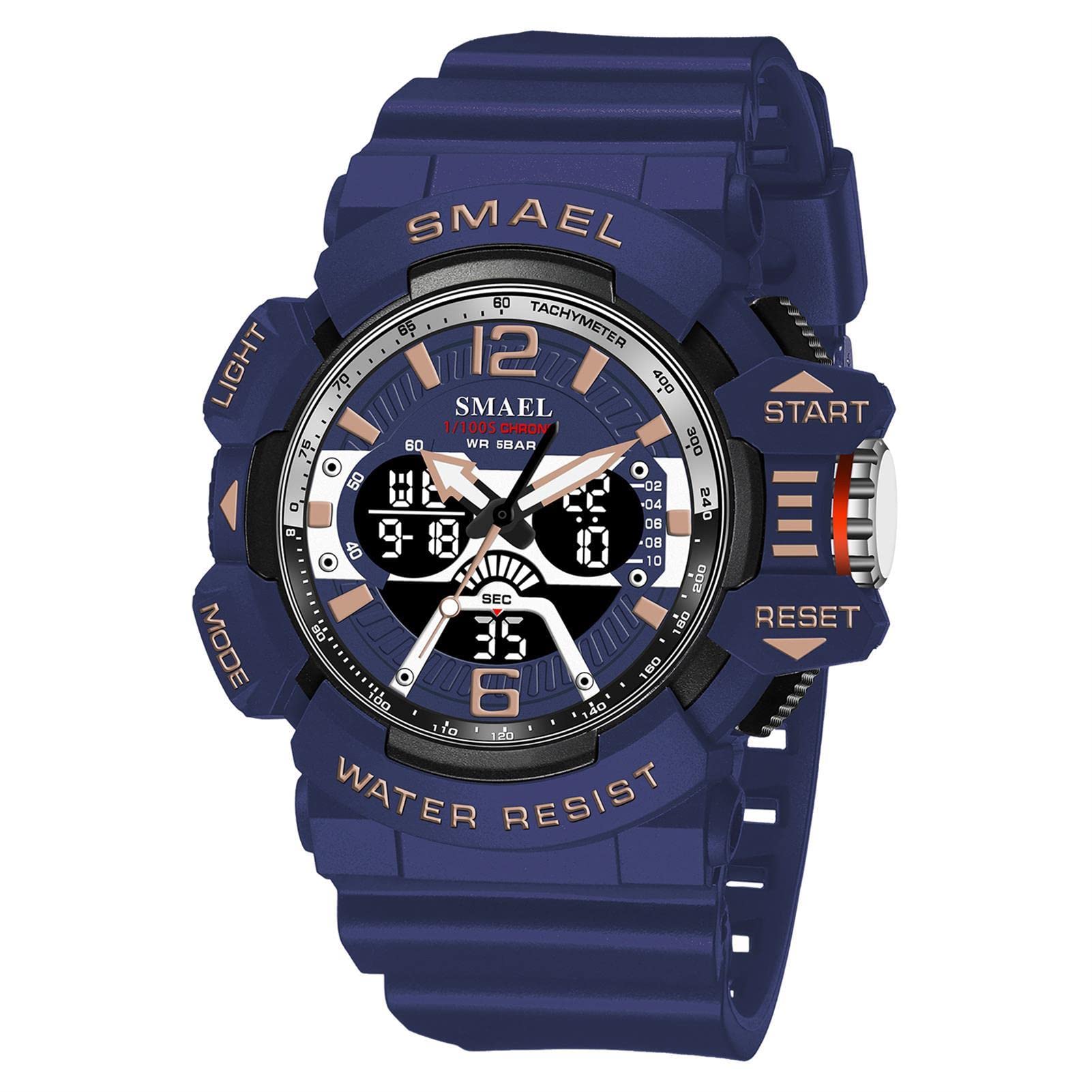 Sport Montre Bracelet Hommes Digital 50M Etanche LED Double Temps Analogique Quartz Mode Outdoor Militaire Tactique Montres Homme