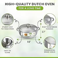 Vista 2 de Kitchen Sense - Olla caldero de aluminio con tapa, horno holandés de 1.8 cuartos de galón, superficie antiadherente, asas de fácil agarre, ideal