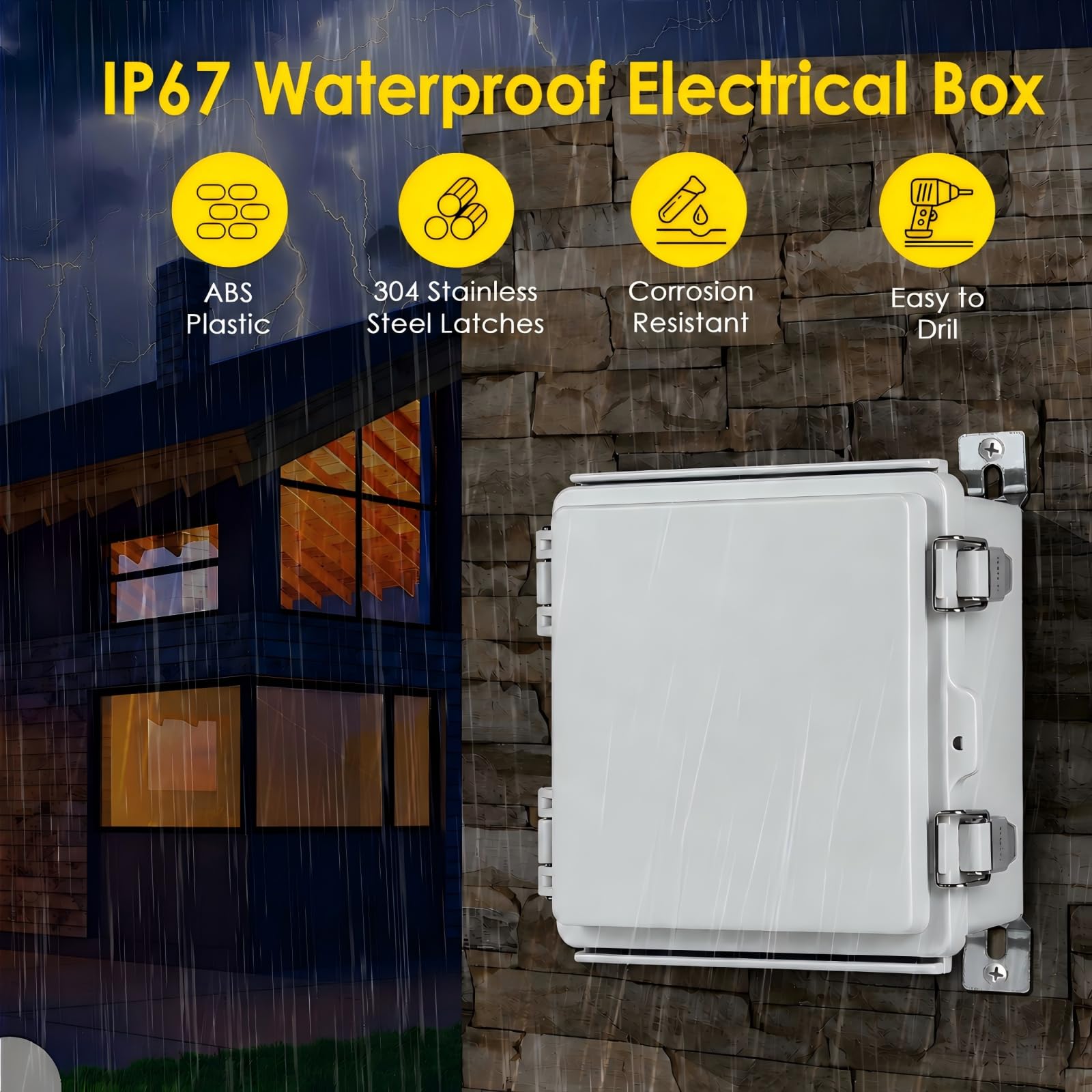 IP67 ABS Outdoor Electrical Junction Box Waterproof with Aluminum DIN Rail — Amazon image 2