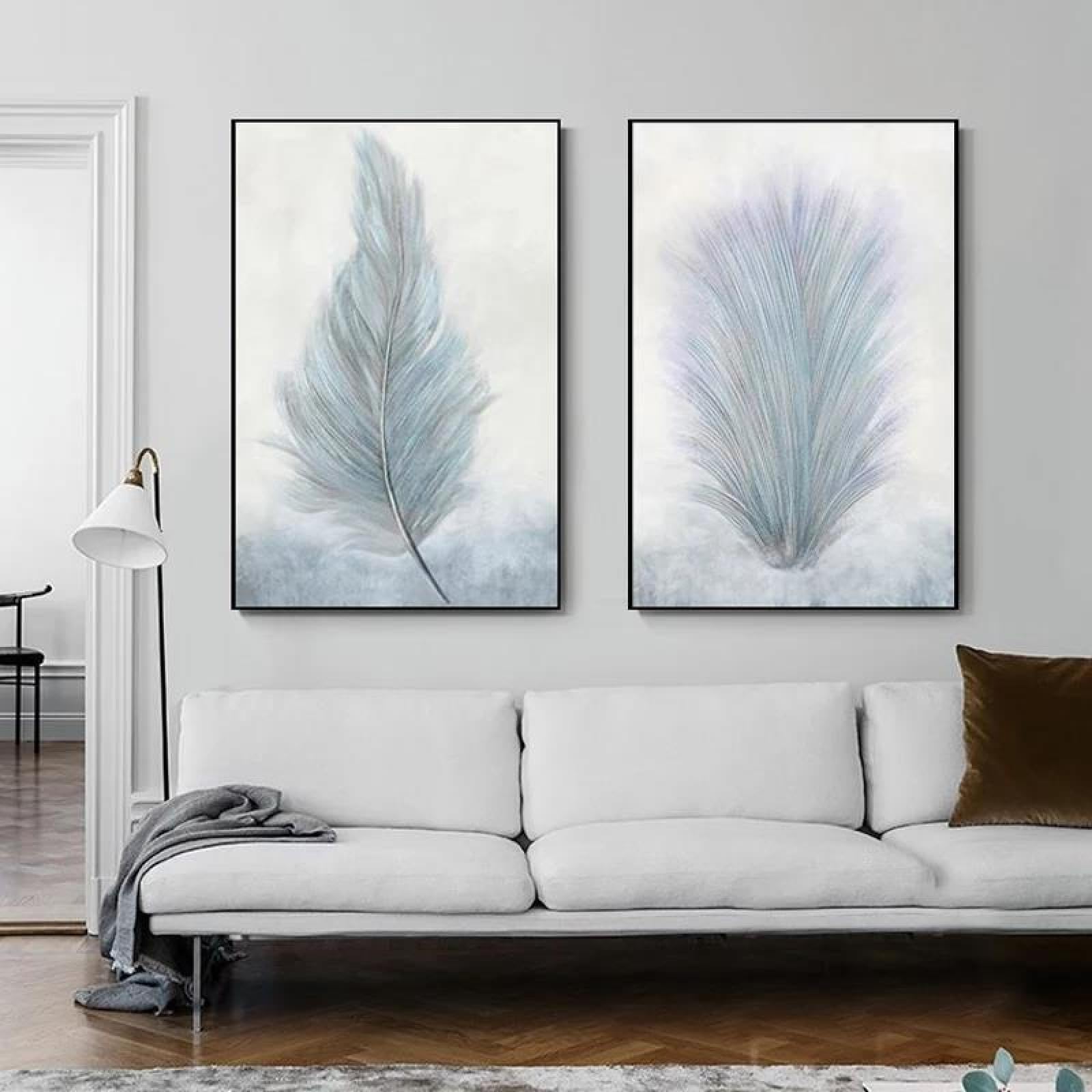 Baibexing Abstract Feather Canvas Painting Poster Prints Wall Art Picture For Living Room Home Decor 60X80Cmx2Pcs Unframed