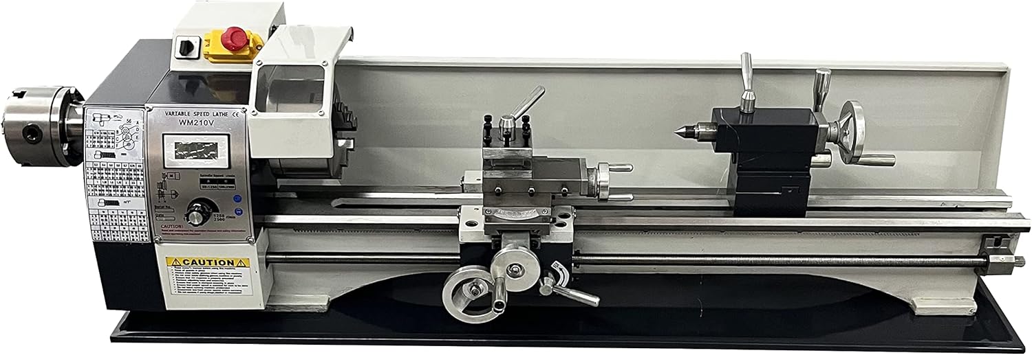 Inch Thread Metal Lathe Brushless Motor Variable Speed Precision Bench Turning Machine with Double Head Double Chuck (8”x 32" Double Chuck)