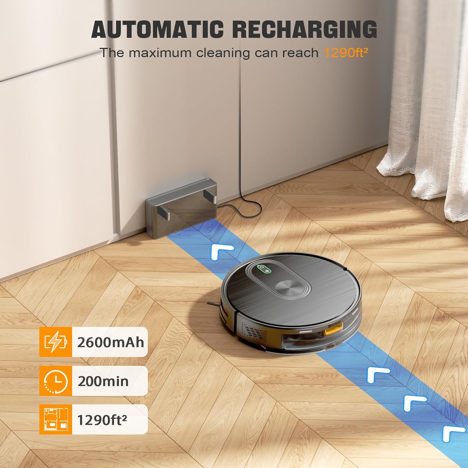 XIEBro Robot Vacuum and Mop Combo, 6500Pa Strong Suction, 2 in 1 Robotic Vacuum with Gyro Inertial Navigation, 200 Min Runtime, App/Wi-Fi/Voice Control, Slim, for Pet Hair, Hard Floor, Carpet