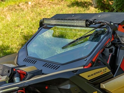 Miniatura 2 de SuperATV Parabrisas de vidrio frontal ventilado para CanAm Maverick X3 2017+ (ver ajuste) | Parabrisas de vidrio laminado aprobado por DOT | Incluye