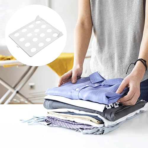 Miniatura 4 de Juego de 10 organizadores de camisetas blancas apilables para almacenamiento de ropa, organizador de camisas para estantes y armario, apilador