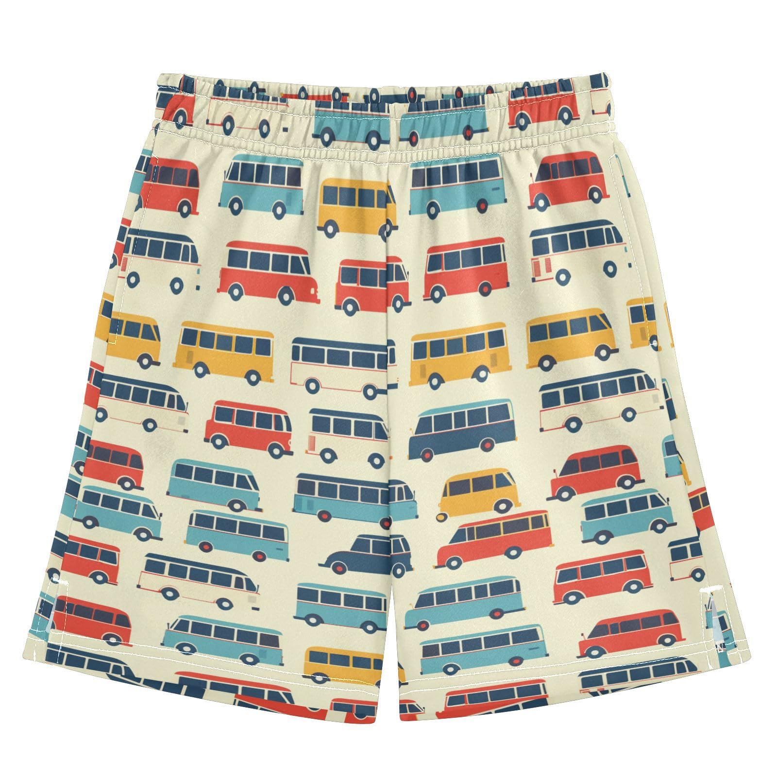 Cute Bus Cars Vehicle Shorts for Boys Summer Athletic Outdoor Boys Shorts Size 9-10 Multicolor