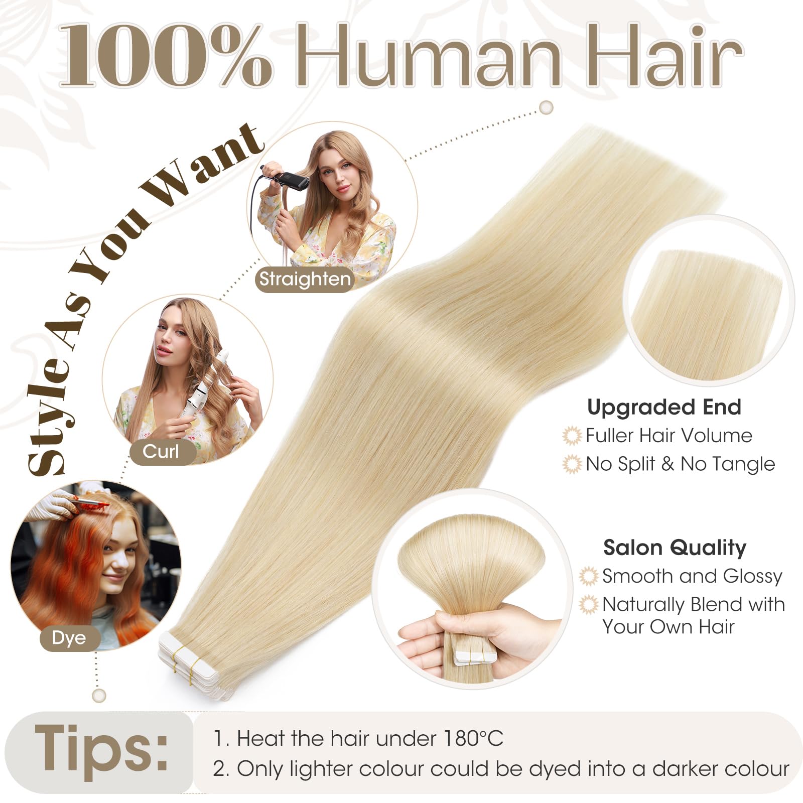 Elailite Tape in Hair Extensions Real Human Hair 20 Pcs 30g Invisible Thin Type - Image 4