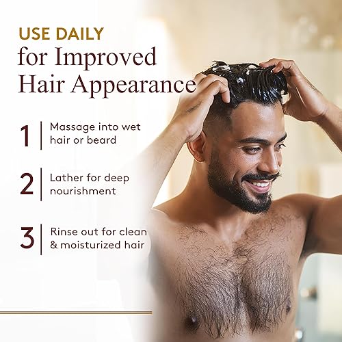 Miniatura 5 de Okay -MEN Champú y acondicionador 3 en 1 - Champú y acondicionador de aceite de ricino, lavado de barba, tratamiento aclarador para cabello seco