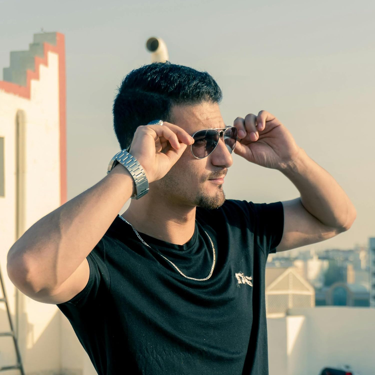 Progressive Sunglasses With Gradient Colour Lens,Classic Men's Command Aviator Metal Reading Glasses - Image 5