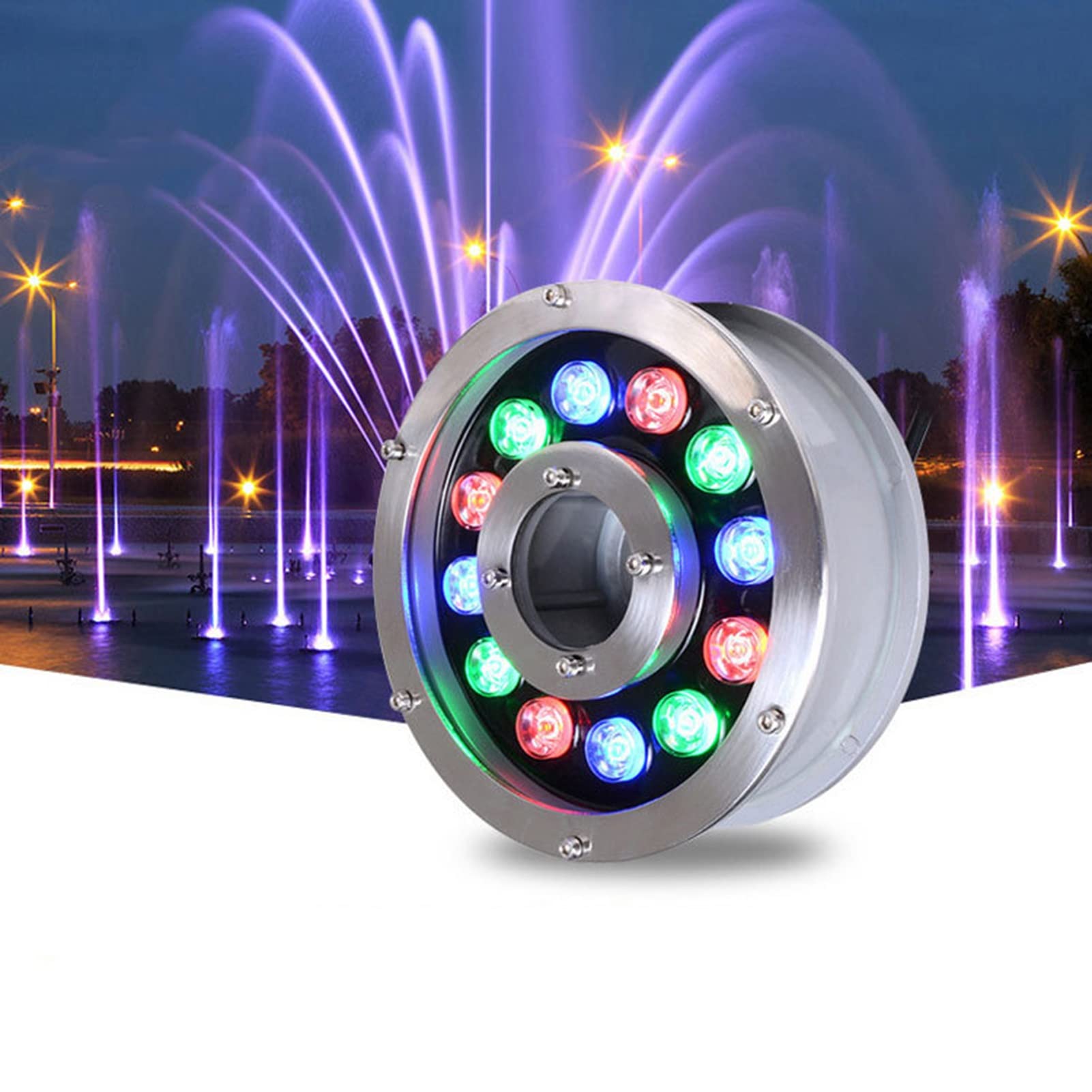 Niederspannungs-Brunnenlicht RGB-farbige Unterwasser-LED-Poolbeleuchtung IP68 wasserdicht for Wasserfall-Aquarium-Teich-Landschaftsbeleuchtung(9W-AC24V)