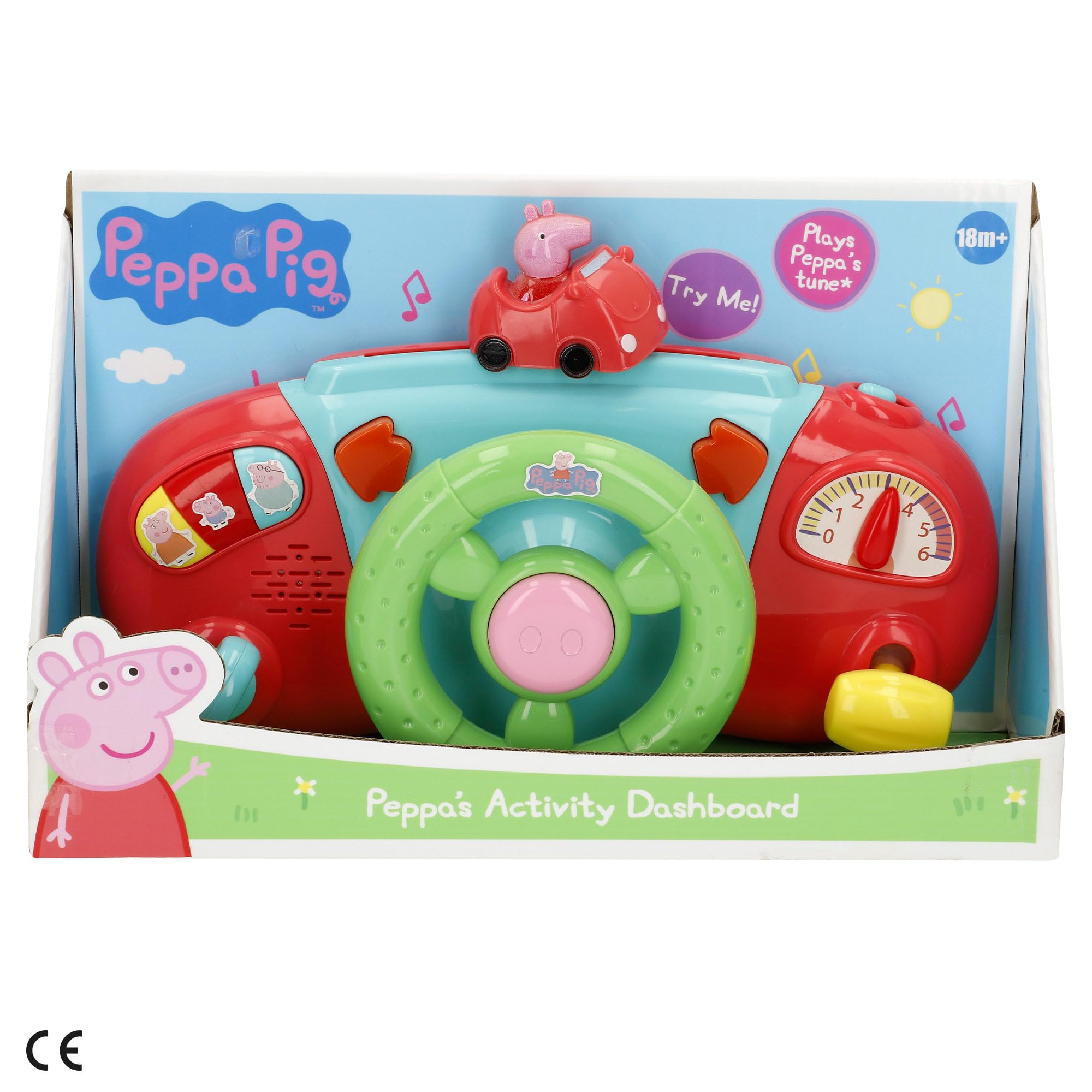 ColorBaby Peppa Pig Lenkrad für Kinderwagen, Ankergriff, buntes Design, Peppa, George und Seine Freunde, interaktive Spiele, Aktivitäten für Kinder ab 6 Monaten (39159)