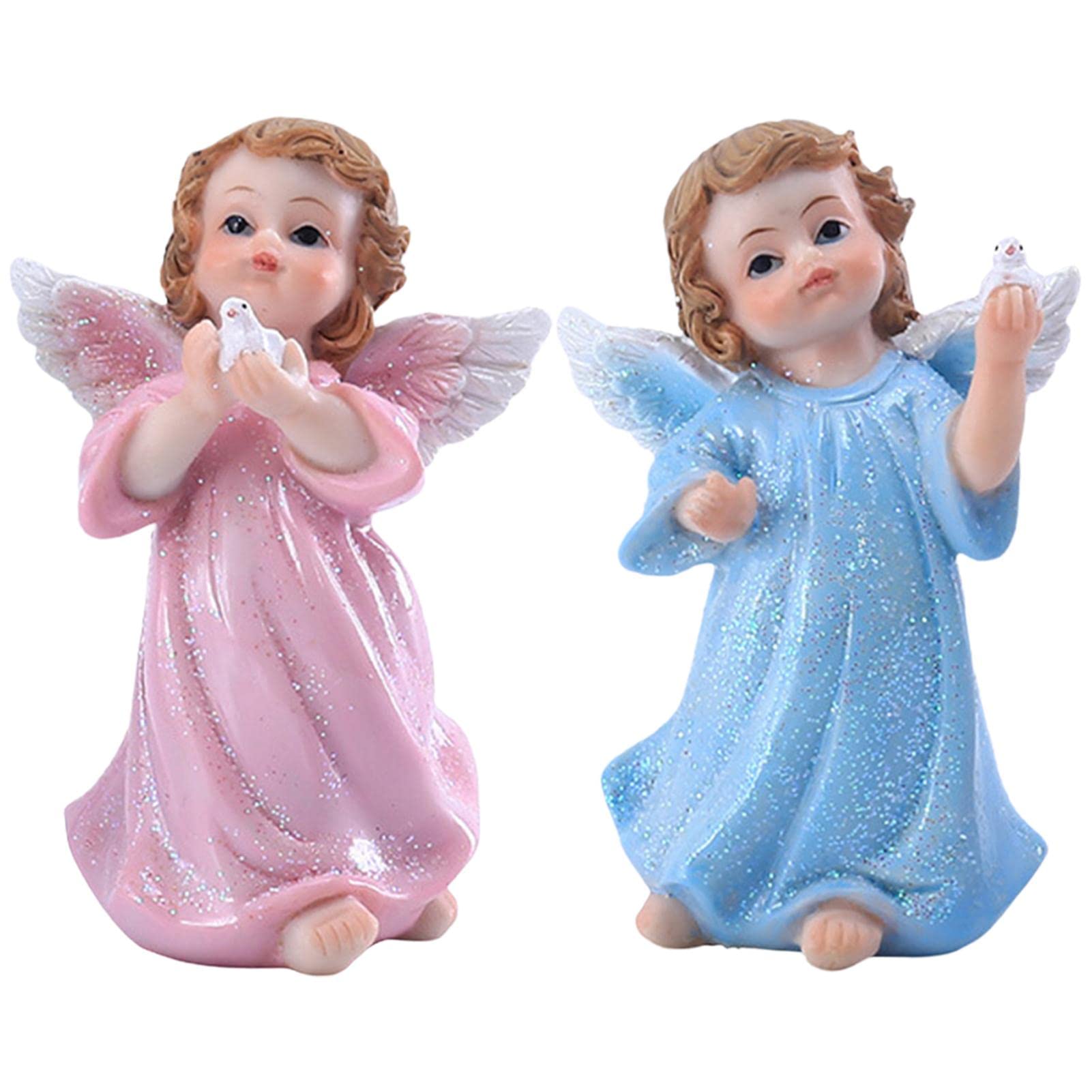 Moageme áPaloma - 2 Figuras ángeles la - Decoraciones ángeles Resina Regalos religiosos para Mujeres y Hombres, angelitos Rezando